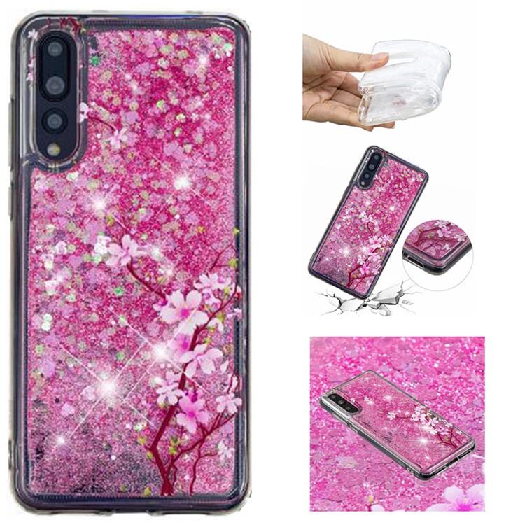 Embossing Pattern Quicksand TPU Shell for Huawei P20 Pro - Peach Blossom-1