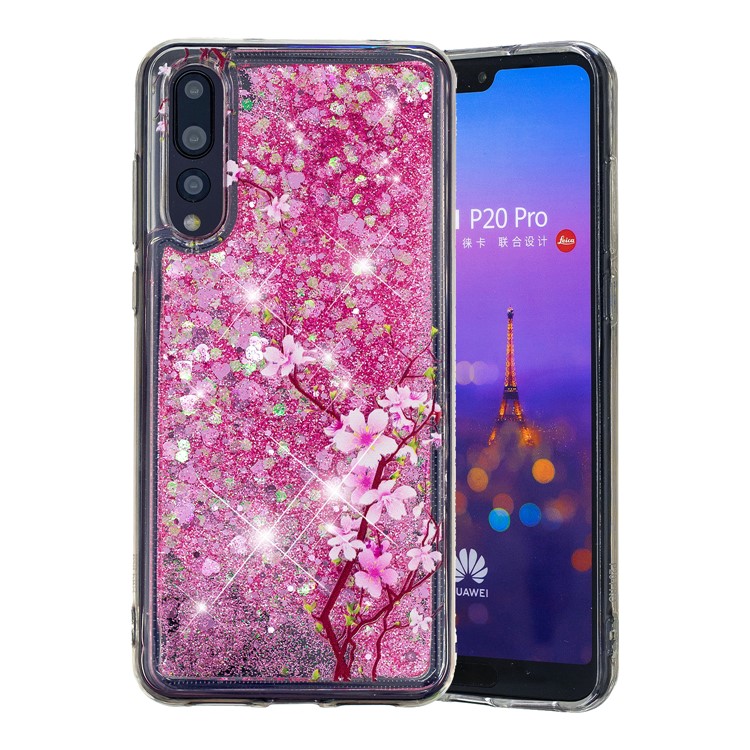 Embossing Pattern Quicksand TPU Shell for Huawei P20 Pro - Peach Blossom-2