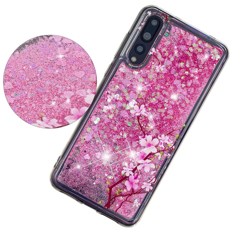 Embossing Pattern Quicksand TPU Shell for Huawei P20 Pro - Peach Blossom-3