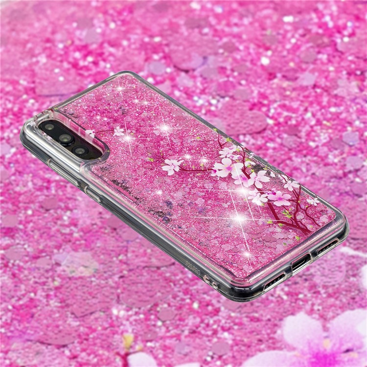Embossing Pattern Quicksand TPU Shell for Huawei P20 Pro - Peach Blossom-4