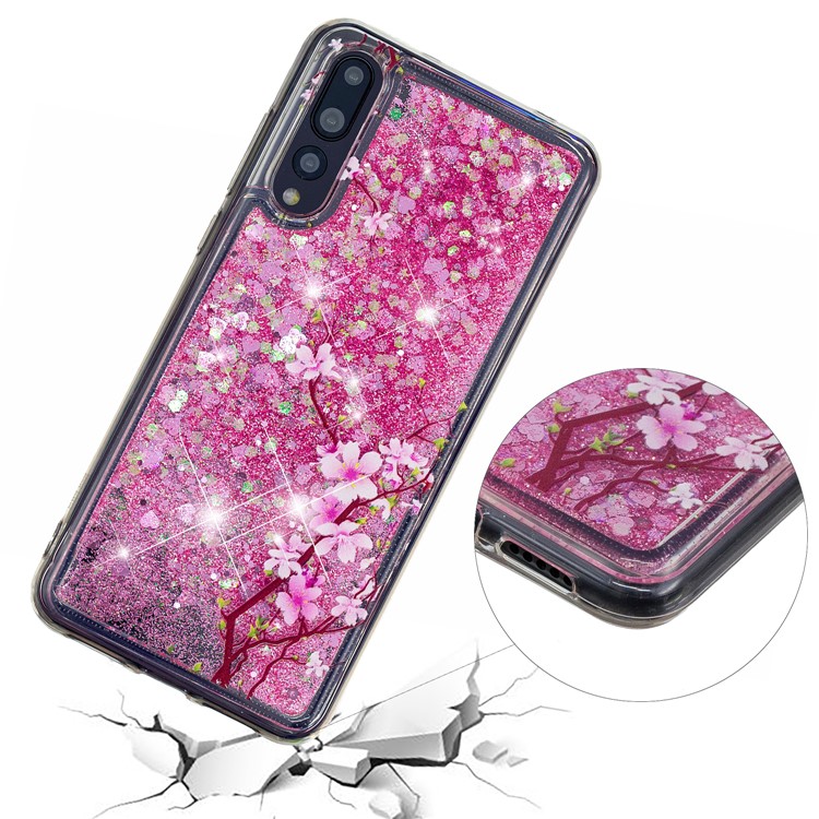 Embossing Pattern Quicksand TPU Shell for Huawei P20 Pro - Peach Blossom-5
