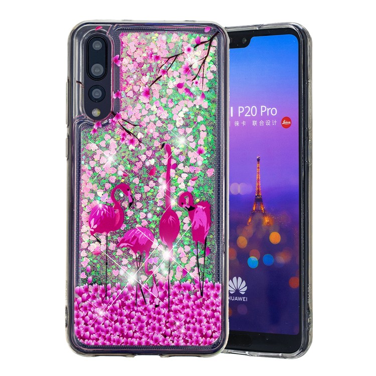 Embossment Pattern Quicksand TPU Cover Case for Huawei P20 Pro - Flamingos-2