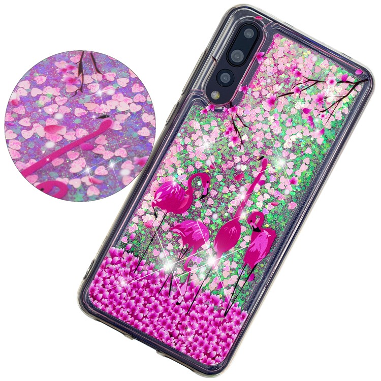 Embossment Pattern Quicksand TPU Cover Case for Huawei P20 Pro - Flamingos-3