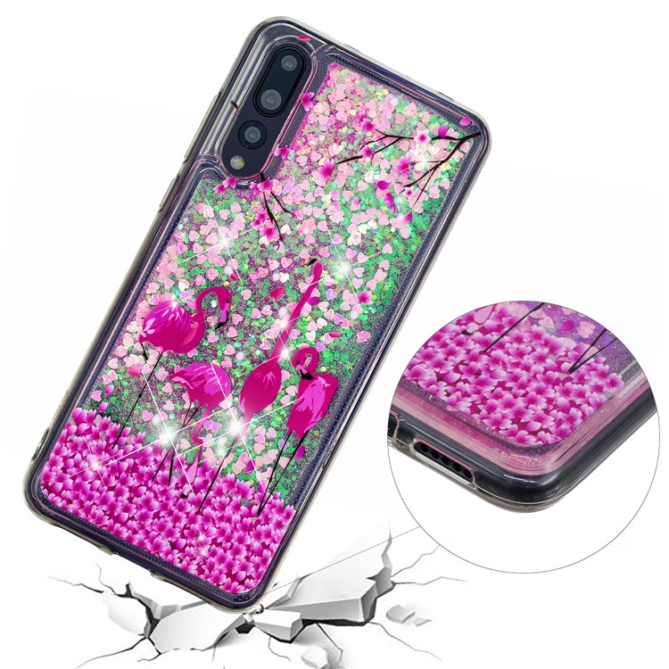 Embossment Pattern Quicksand TPU Cover Case for Huawei P20 Pro - Flamingos-5
