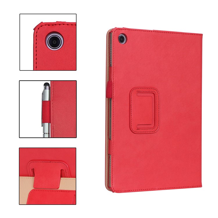 Pour Huawei Mediapad C5 10 / Couverture Intelligente En Cuir PU M5 Lite 10 / Fentes Pour Cartes / Supporter / Dragonne - Rouge-13