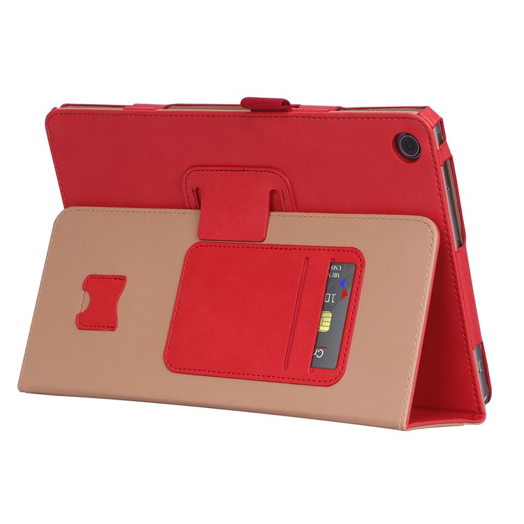 Pour Huawei Mediapad C5 10 / Couverture Intelligente En Cuir PU M5 Lite 10 / Fentes Pour Cartes / Supporter / Dragonne - Rouge-8