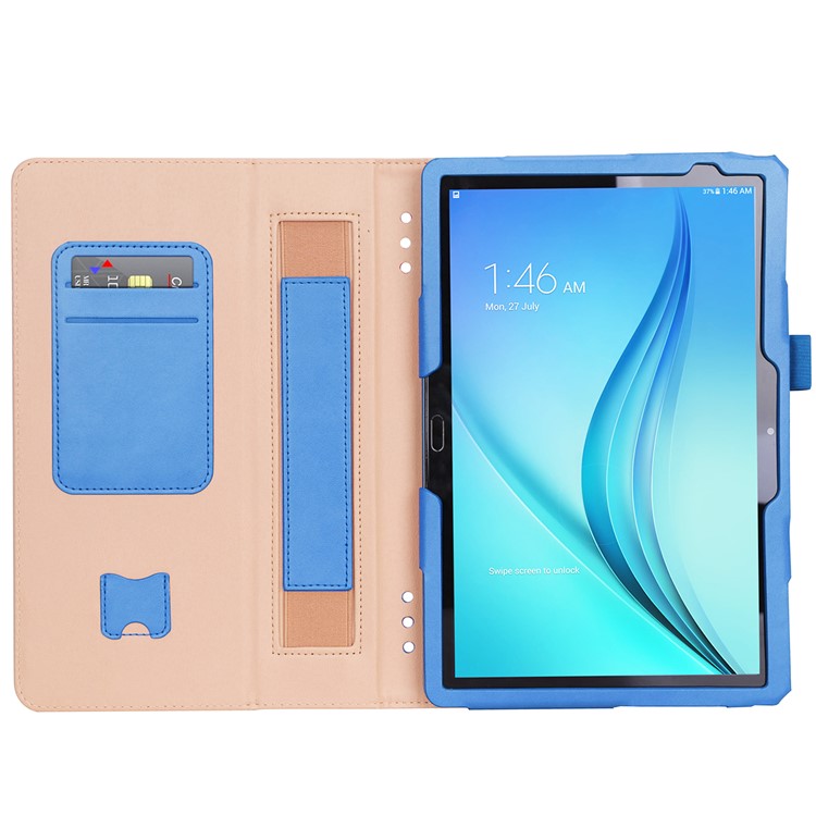 For Huawei Mediapad C5 10 / M5 Lite 10 PU Leather Flip Case / Card Slots / Stand / Hand Strap - Blue-10