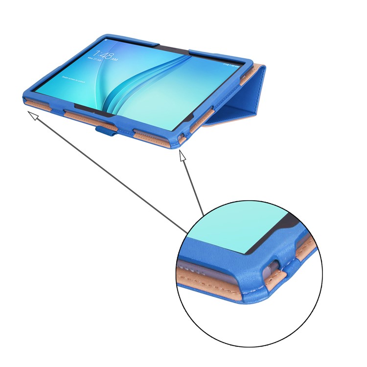 For Huawei Mediapad C5 10 / M5 Lite 10 PU Leather Flip Case / Card Slots / Stand / Hand Strap - Blue-13