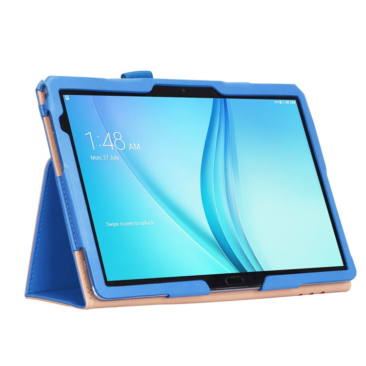 For Huawei Mediapad C5 10 / M5 Lite 10 PU Leather Flip Case / Card Slots / Stand / Hand Strap - Blue-6