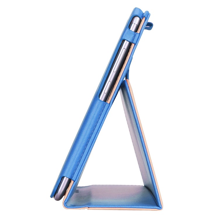 For Huawei Mediapad C5 10 / M5 Lite 10 PU Leather Flip Case / Card Slots / Stand / Hand Strap - Blue-7