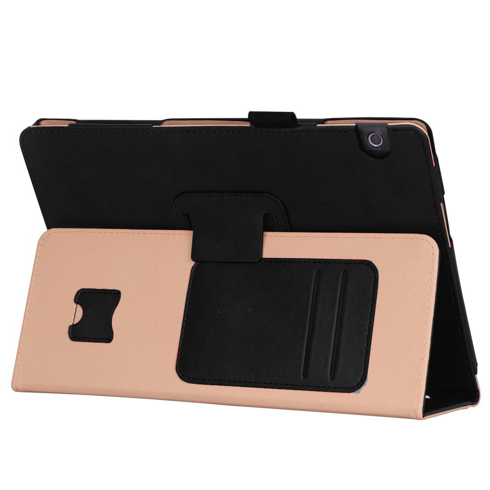For Huawei MediaPad T5 10 PU Leather Smart Case / Card Slots / Stand / Hand Strap - Black-8
