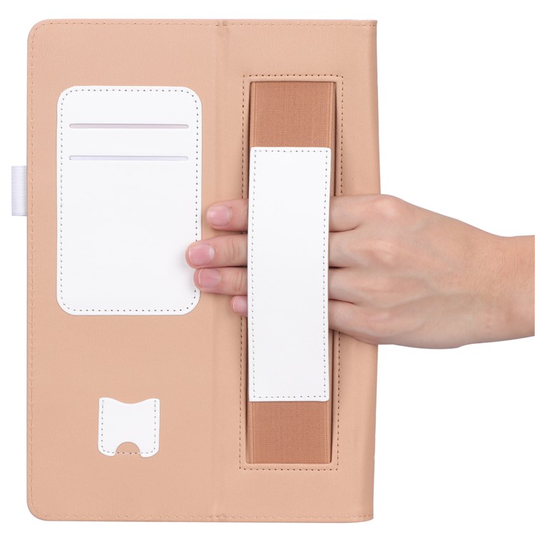 For Huawei MediaPad T5 10 PU Leather Smart Cover / Card Slots / Stand / Hand Strap - White-13