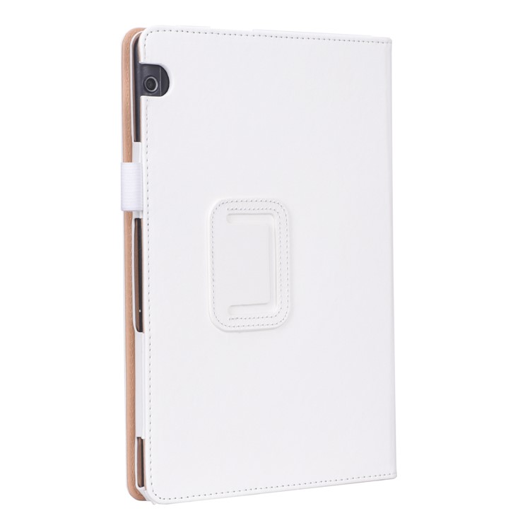 For Huawei MediaPad T5 10 PU Leather Smart Cover / Card Slots / Stand / Hand Strap - White-4