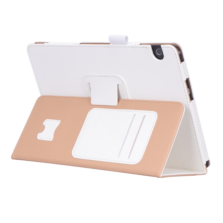 For Huawei MediaPad T5 10 PU Leather Smart Cover / Card Slots / Stand / Hand Strap - White-8