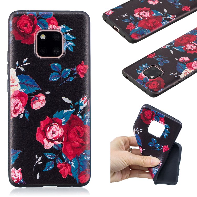 Pattern Printing Embossed TPU Mobile Phone Case for Huawei Mate 20 Pro - Vivid Flowers-1