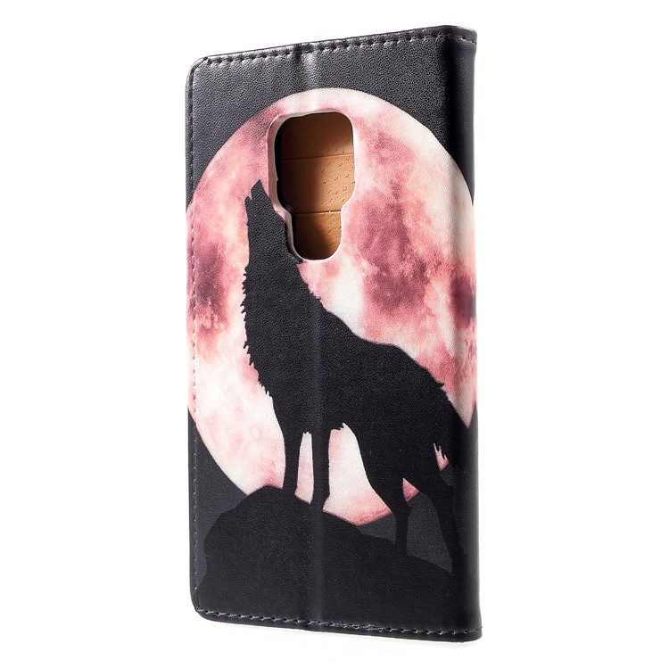 Pattern Printing Wallet Leather Stand Case for Huawei Mate 20 - Wolf Howling at the Moon-2