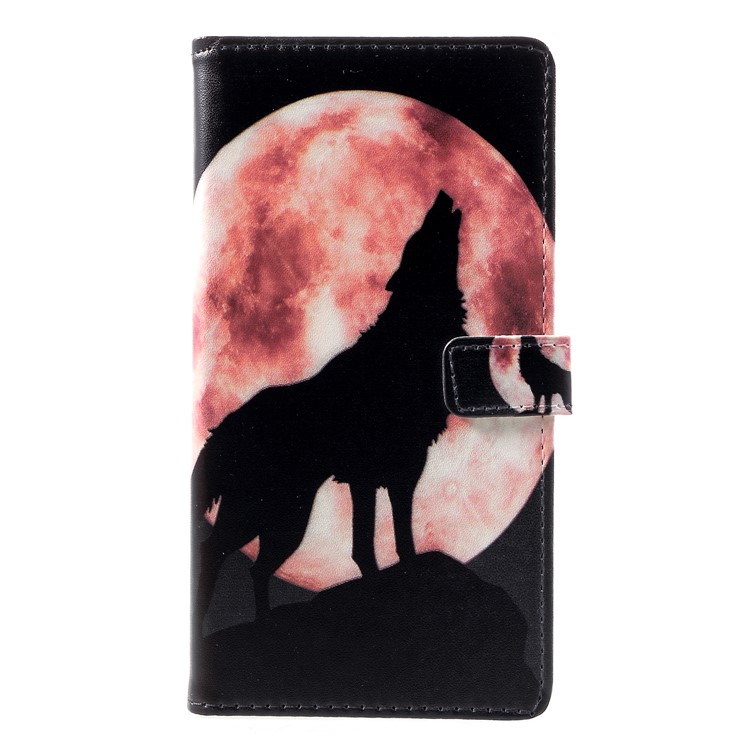 Pattern Printing Wallet Leather Stand Case for Huawei Mate 20 - Wolf Howling at the Moon-3