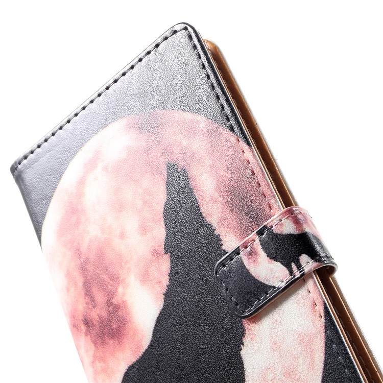 Pattern Printing Wallet Leather Stand Case for Huawei Mate 20 - Wolf Howling at the Moon-6