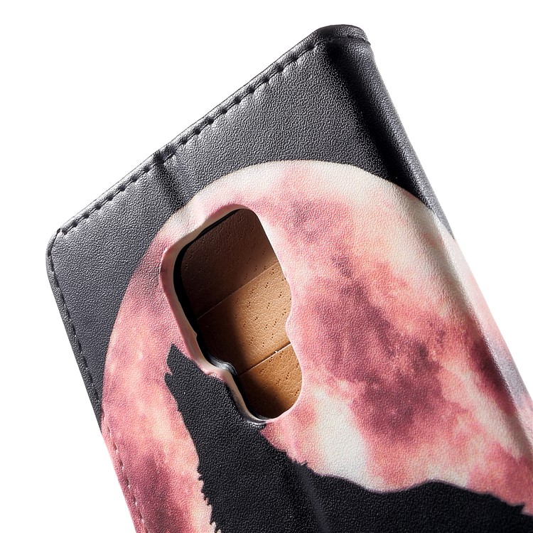 Pattern Printing Wallet Leather Stand Case for Huawei Mate 20 - Wolf Howling at the Moon-7