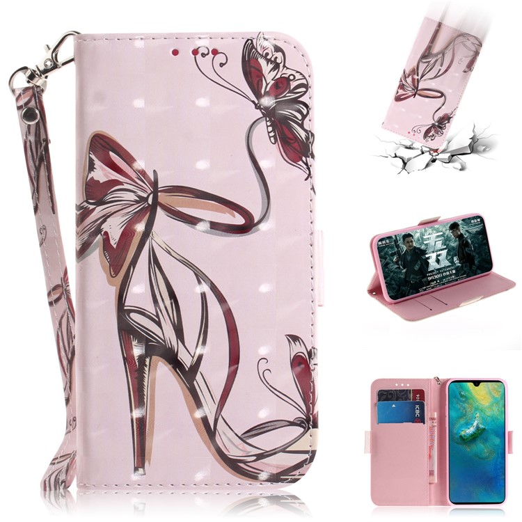 For Huawei Mate 20 Pattern Printing Wallet Leather Mobile Case - High Heel Sandal-1