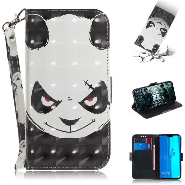 Pattern Printing Wallet Leather Magnetic Cover for Huawei Y9 (2019) / Enjoy 9 Plus - Angry Panda-1