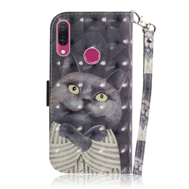 Pattern Printing Wallet Leather Magnetic Shell for Huawei Y9 (2019) / Enjoy 9 Plus - Grey Cat-3