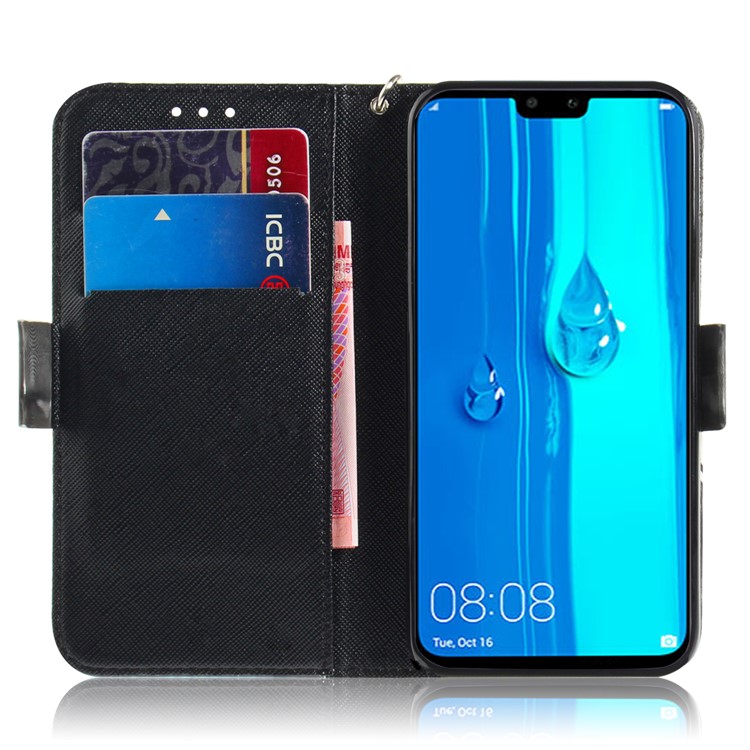 Pattern Printing Wallet Leather Magnetic Shell for Huawei Y9 (2019) / Enjoy 9 Plus - Grey Cat-7