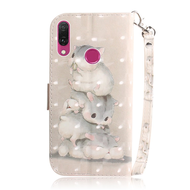 Pattern Printing Wallet Leather Phone Cover for Huawei Y9 (2019) / Enjoy 9 Plus - Hamsters-3