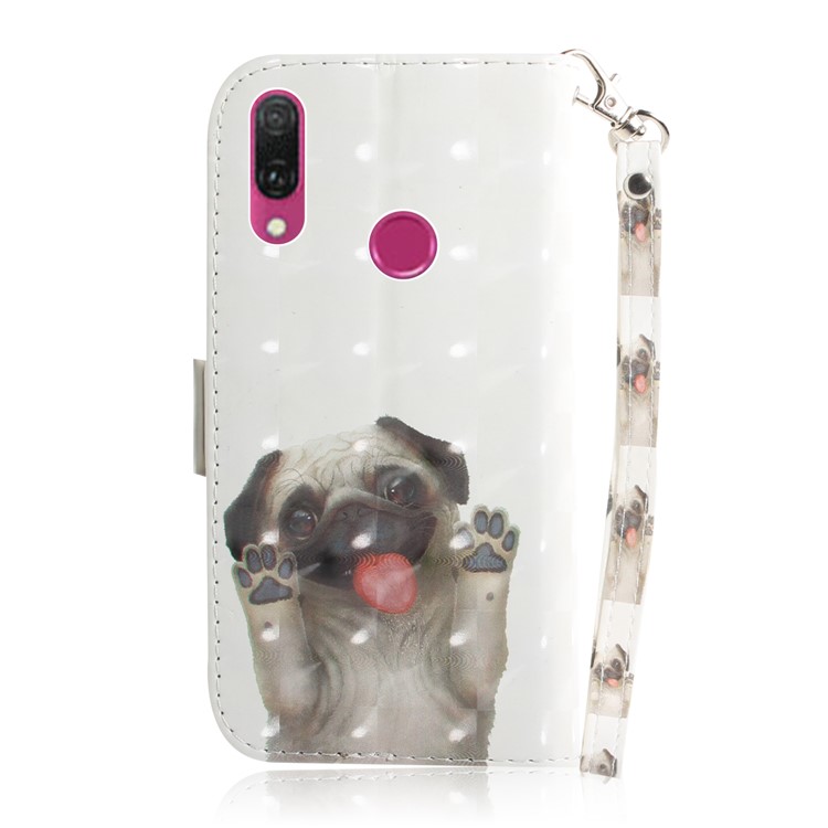 Patterned Wallet Leather Protector Shell for Huawei Y9 (2019) / Enjoy 9 Plus - Dog Waving Paws-3