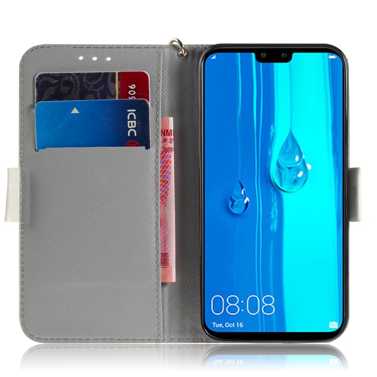 Patterned Wallet Leather Protector Shell for Huawei Y9 (2019) / Enjoy 9 Plus - Dog Waving Paws-7