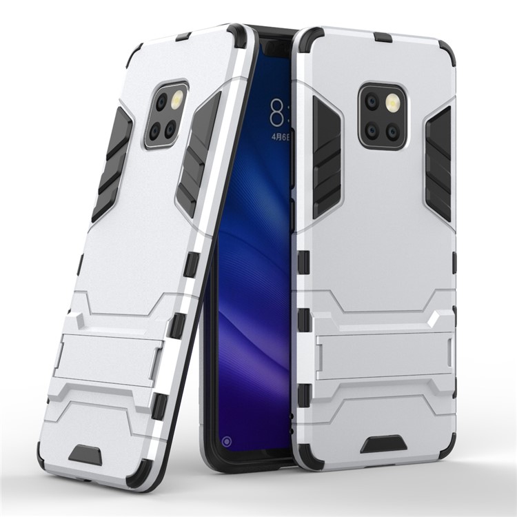 Cool Guard PC TPU Hybrid Mobile Phone Cover with Kickstand for Huawei Mate 20 Pro - Silver-1