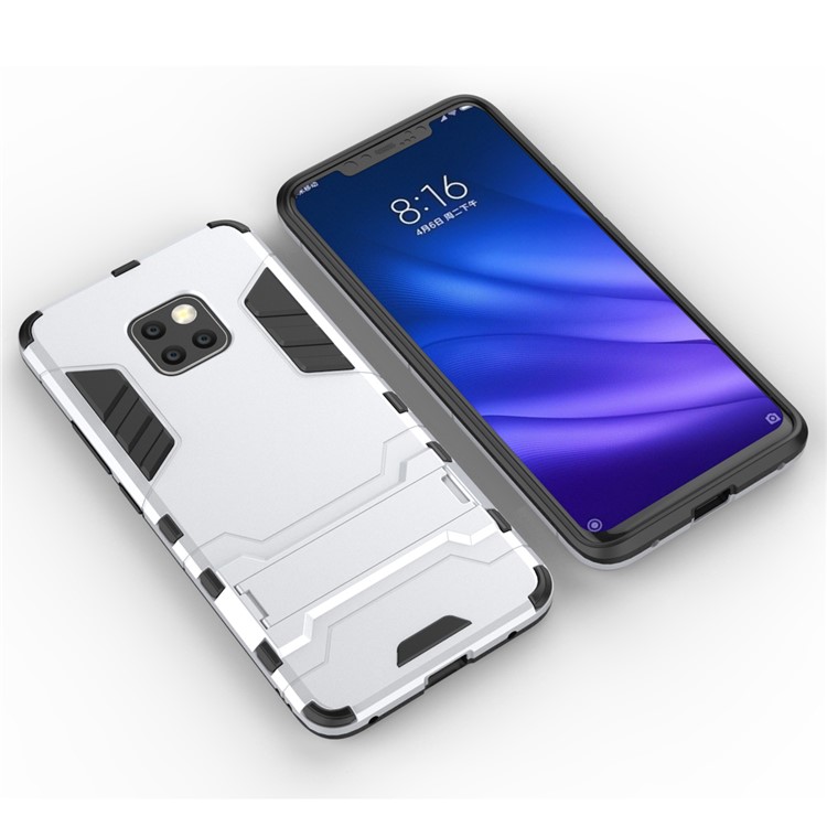Cool Guard PC TPU Hybrid Mobile Phone Cover with Kickstand for Huawei Mate 20 Pro - Silver-3
