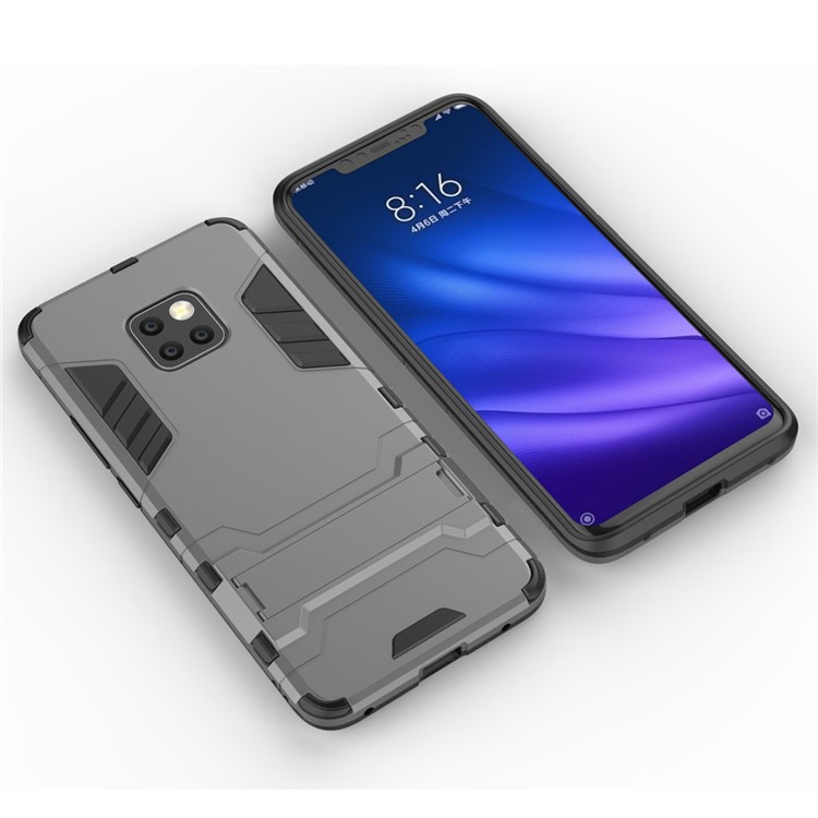 Cool Guard PC TPU Hybrid Mobile Phone Shell with Kickstand for Huawei Mate 20 Pro - Grey-3