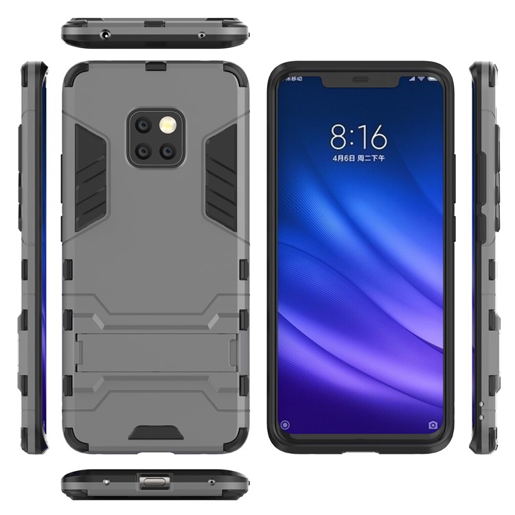 Cool Guard PC TPU Hybrid Mobile Phone Shell with Kickstand for Huawei Mate 20 Pro - Grey-4