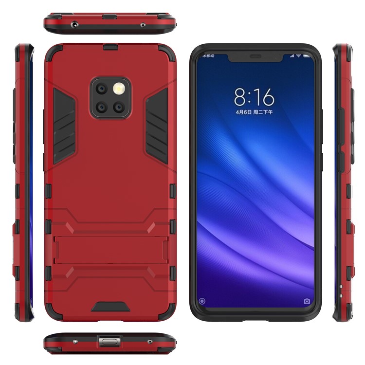 Cool Guard PC TPU TPU Back Case Con Cavalletto Per Huawei Mate 20 Pro - Rosso-4