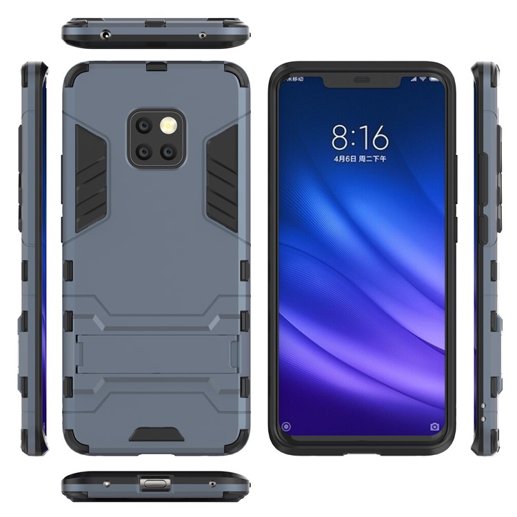 For Huawei Mate 20 Pro Cool Guard PC TPU Hybrid Case Cover with Kickstand - Dark Blue-4
