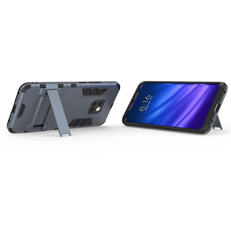 For Huawei Mate 20 Pro Cool Guard PC TPU Hybrid Case Cover with Kickstand - Dark Blue-5
