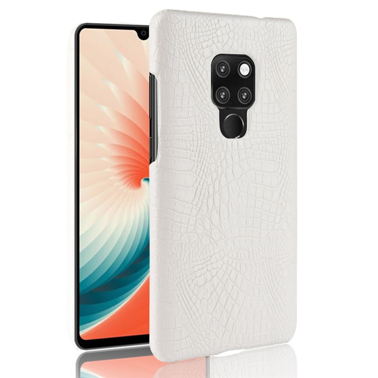Crocodile Texture PU Leather Coated Hard Shell Case for Huawei Mate 20 - White-1