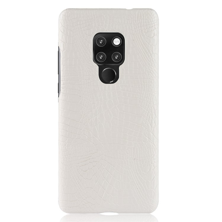 Crocodile Texture PU Leather Coated Hard Shell Case for Huawei Mate 20 - White-3