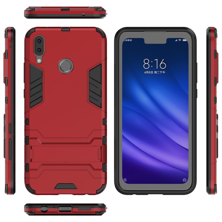 Cool Guard Plastic + TPU Hybrid Phone Cover with Kickstand for Huawei Y9 (2019) / Enjoy 9 Plus - Red-2