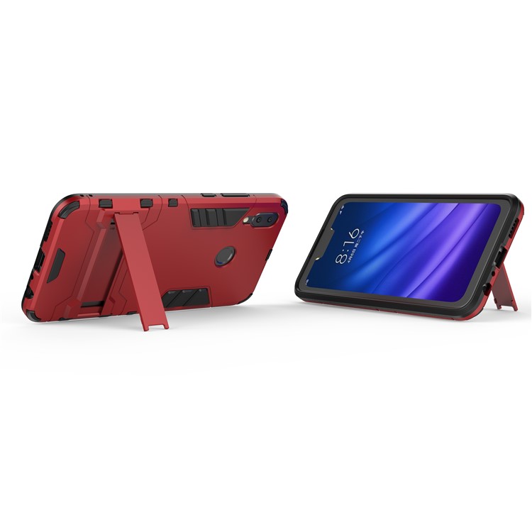 Cool Guard Plastic + TPU Hybrid Phone Cover with Kickstand for Huawei Y9 (2019) / Enjoy 9 Plus - Red-3