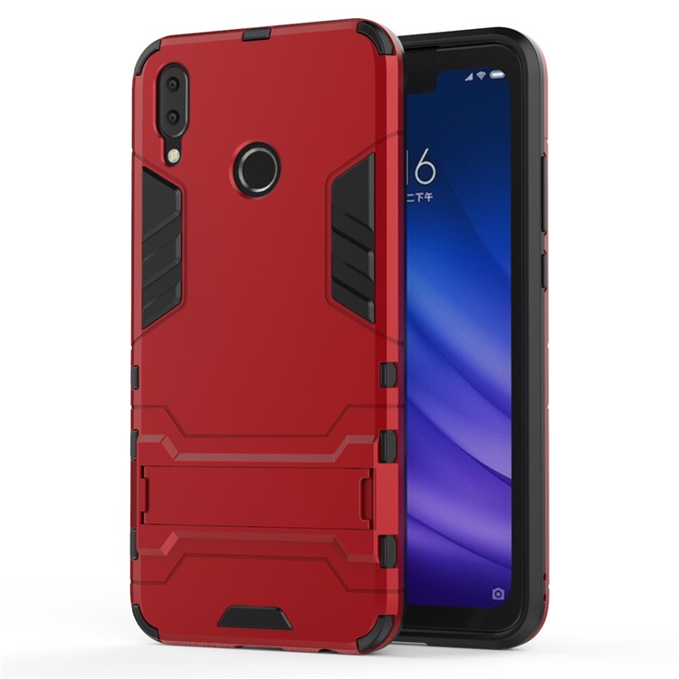Cool Guard Plastic + TPU Hybrid Phone Cover with Kickstand for Huawei Y9 (2019) / Enjoy 9 Plus - Red-5