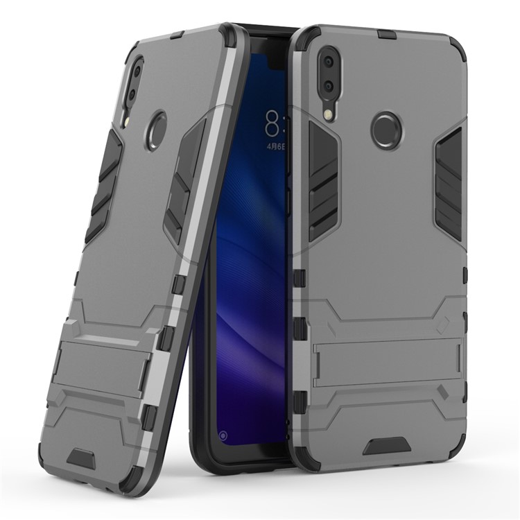 Cool Guard Plastic + TPU Hybrid Phone Shell Accessory with Kickstand for Huawei Y9 (2019) / Enjoy 9 Plus - Grey-1