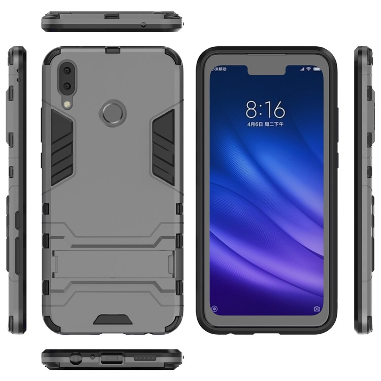 Cool Guard Plastic + TPU Hybrid Phone Shell Accessory with Kickstand for Huawei Y9 (2019) / Enjoy 9 Plus - Grey-3