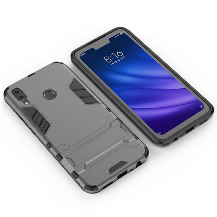 Cool Guard Plastic + TPU Hybrid Phone Shell Accessory with Kickstand for Huawei Y9 (2019) / Enjoy 9 Plus - Grey-5