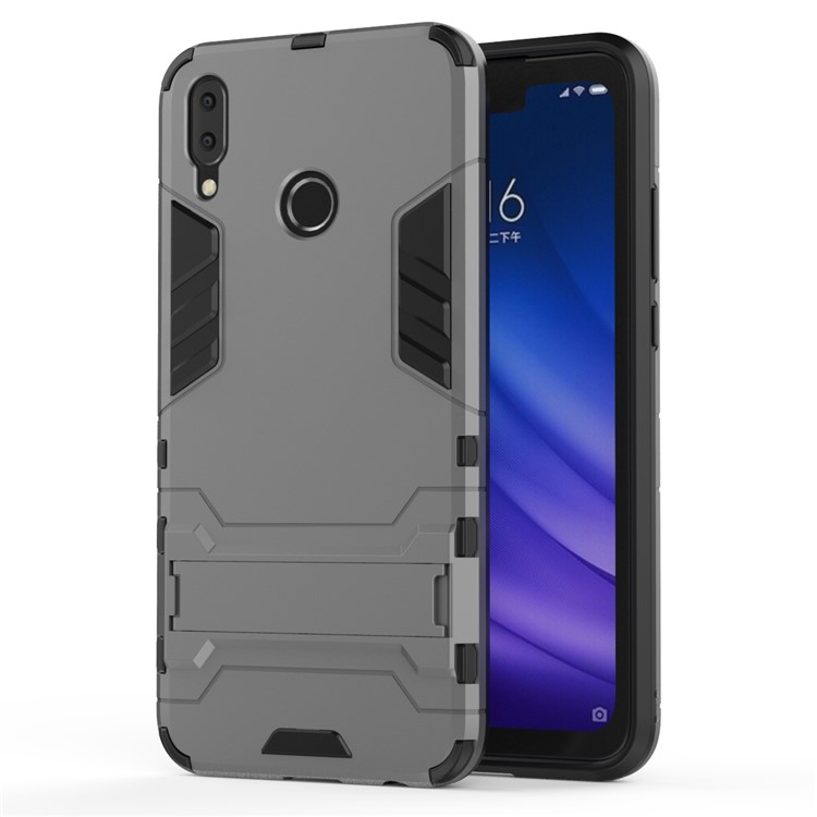 Cool Guard Plastic + TPU Hybrid Phone Shell Accessory with Kickstand for Huawei Y9 (2019) / Enjoy 9 Plus - Grey-6