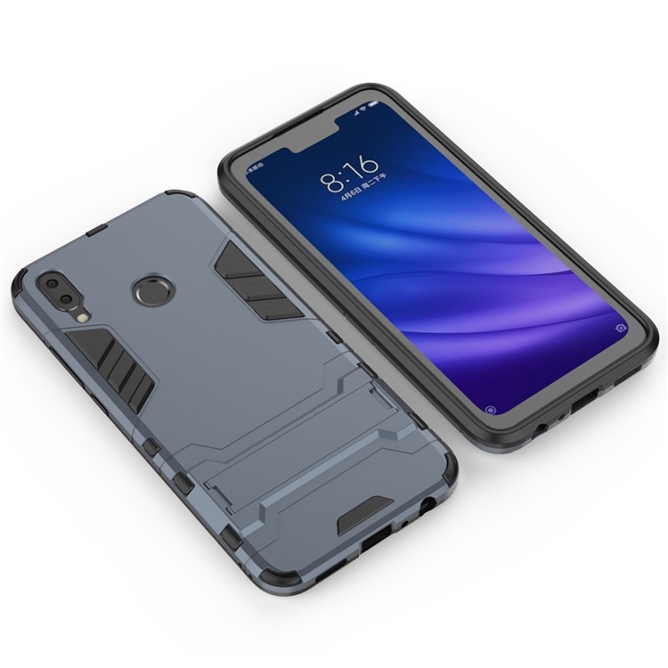 Cool Guard Plastic + TPU Hybrid Cellphone Shell with Kickstand for Huawei Y9 (2019) / Enjoy 9 Plus - Dark Blue-2