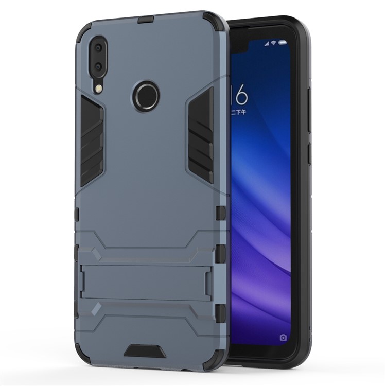 Cool Guard Plastic + TPU Hybrid Cellphone Shell with Kickstand for Huawei Y9 (2019) / Enjoy 9 Plus - Dark Blue-3