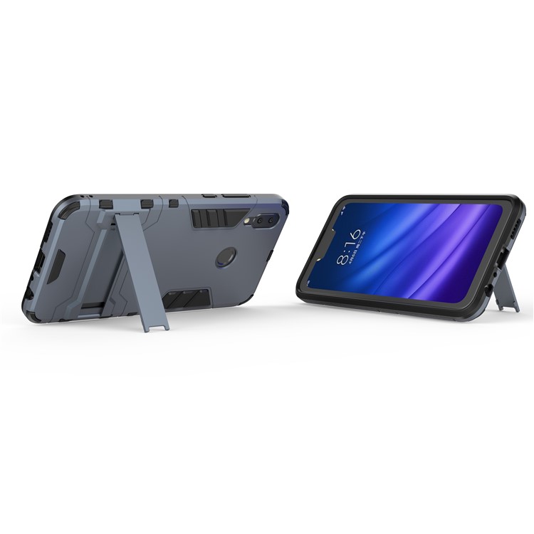 Cool Guard Plastic + TPU Hybrid Cellphone Shell with Kickstand for Huawei Y9 (2019) / Enjoy 9 Plus - Dark Blue-4