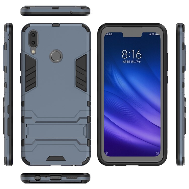 Cool Guard Plastic + TPU Hybrid Cellphone Shell with Kickstand for Huawei Y9 (2019) / Enjoy 9 Plus - Dark Blue-5